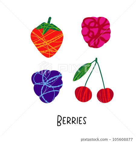 Set with creative Berries illustration Cherry 105608877