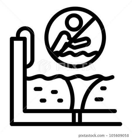No swimming icon. Outline no swimming vector icon for web design isolated on white background 105609058
