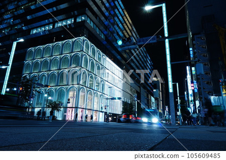Ginza at night with neon lights Ginza at night with neon lights 105609485