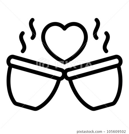 Love coffee cups icon. Outline love coffee cups vector icon for web design isolated on white background 105609502