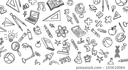 Back To School hand drawn, doodle and vector illustration icons set Back To School hand drawn, doodle and vector illustration icons set 105610064