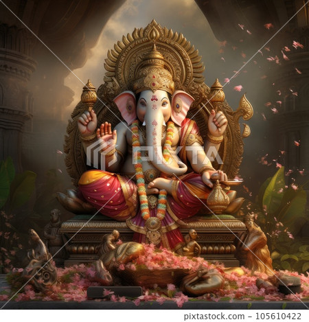 Lord Ganesha, the celebration of Ganesh. Lord Ganesha, the celebration of Ganesh. 105610422