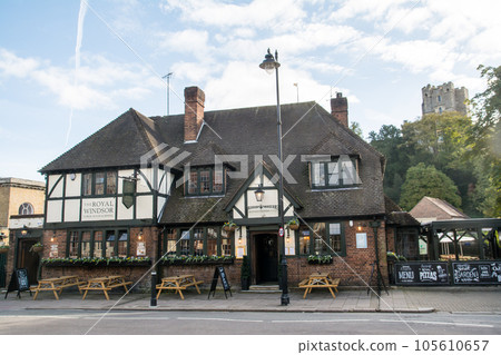 A pub restaurant in a historic brick building in the town of Windsor on the outskirts of London 105610657