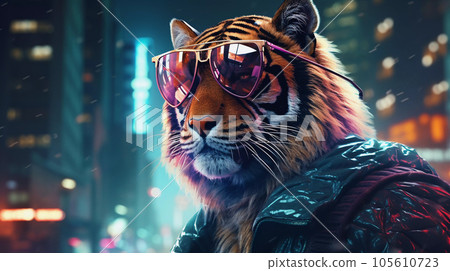 Epic Cyberpumk Tiger Neon Retro Wave Style Epic Cyberpumk Tiger Neon Retro Wave Style 105610723