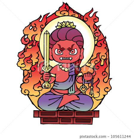 Fudo Myoo (2, seated figure, red 105611244