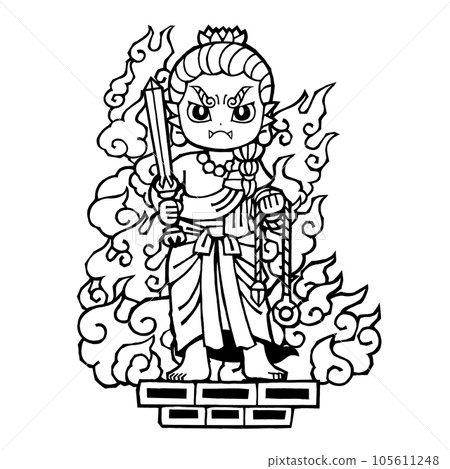 Fudo Myoo (standing statue, monochrome) 105611248