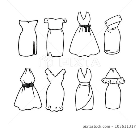 Illustration set of white dress 105611317
