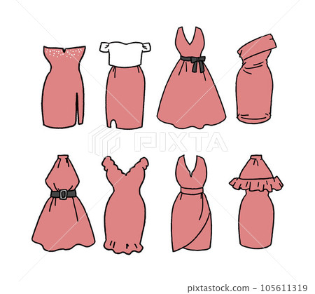 Red dress illustration set Red dress illustration set 105611319