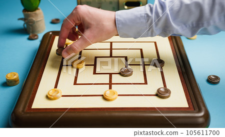 Nine Men Morris Board Game Challenge 105611700