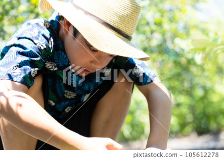 孩子採摘藍莓 105612278