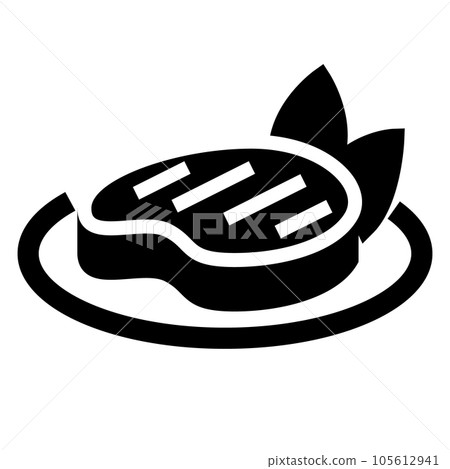 代表食物、牛排和西餐的填充風格圖標 代表食物、牛排和西餐的填充風格圖標 105612941