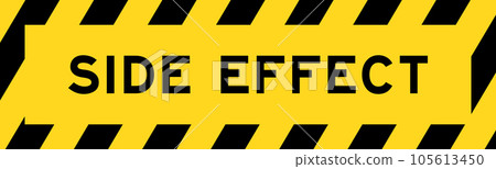 Yellow and black color with line striped label banner with word side effect 105613450