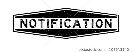 Grunge black notification word hexagon rubber seal stamp on white background 105613540
