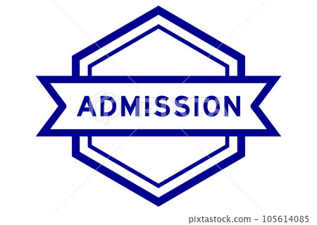 Vintage blue color hexagon label banner with word admission on white background 105614085