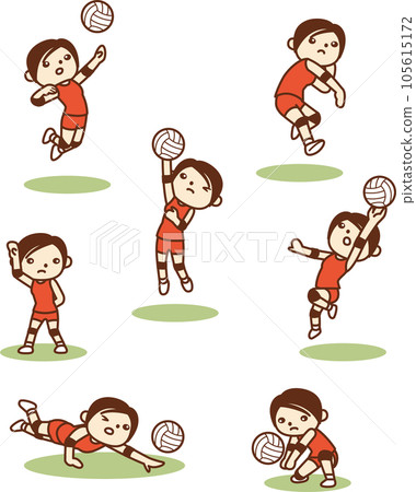 Cute girls volleyball illustration collection Cute girls volleyball illustration collection 105615172