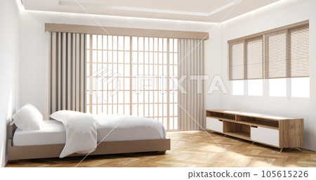 Modern bedroom - japanese style. 105615226