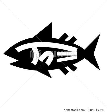 代表魚、鰹魚的填充風格圖標 105615492