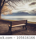 Bench on the shore of a lake 105616166