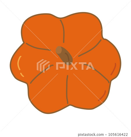 Pumpkin for Halloween or Thanksgiving, top view, cartoon style flat vector 105616422