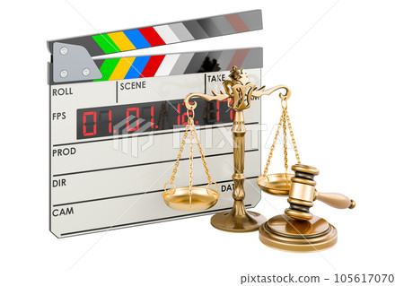 Wooden gavel with wooden gavel and scales of justice. 3D rendering Wooden gavel with wooden gavel and scales of justice. 3D rendering 105617070