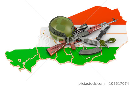 Military force, army or war conflict in republic of the Niger concept. 3D rendering 105617074