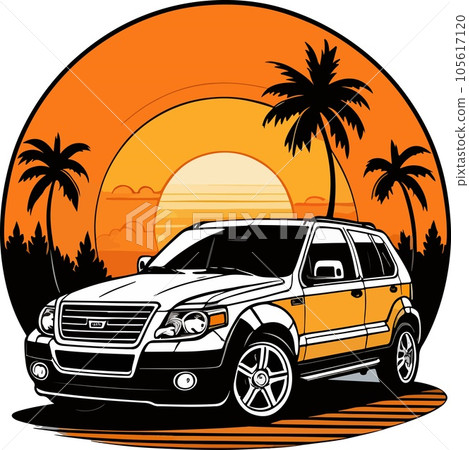 Amazing lovely sport car summer vector art Amazing lovely sport car summer vector art 105617120