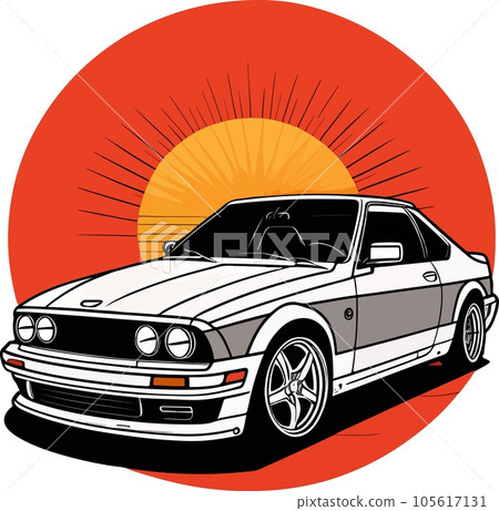 Extraordinary lovely vector art sport car sunset Extraordinary lovely vector art sport car sunset 105617131