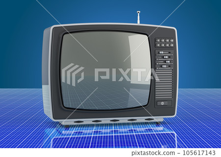 TV set on digital, futuristic backdrop, 3D rendering 105617143
