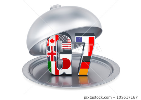 Restaurant cloche with G7, 3D rendering Restaurant cloche with G7, 3D rendering 105617167