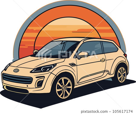 Fantastic lovely vector art sport car sunset Fantastic lovely vector art sport car sunset 105617174