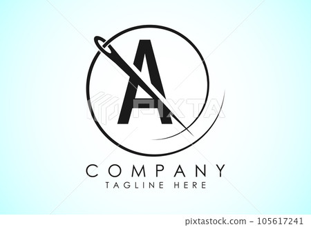 English alphabet with sewing needle and thread Icon. Tailoring logo design concept. English alphabet with sewing needle and thread Icon. Tailoring logo design concept. 105617241