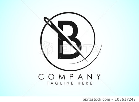 English alphabet with sewing needle and thread Icon. Tailoring logo design concept. 105617242