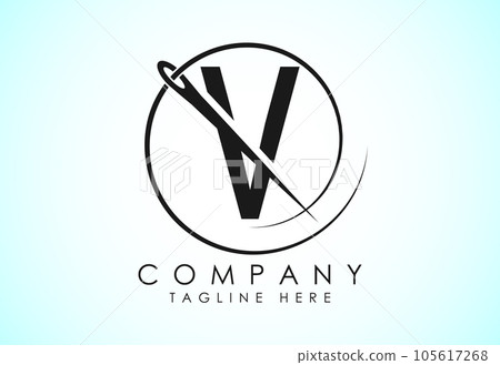 English alphabet with sewing needle and thread Icon. Tailoring logo design concept. 105617268