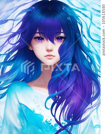 Illustration of a sad face woman [AI generated image] 105618580