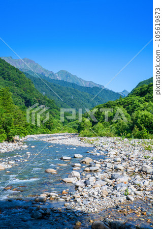 Yubiso River, Tanigawa Mountain Range, Midsummer Scenery, Minakami Town Yubiso River, Tanigawa Mountain Range, Midsummer Scenery, Minakami Town 105619873