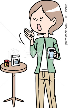 senior woman taking medicine 105619904