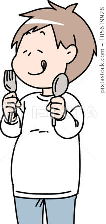 Obese man waiting for food 105619928