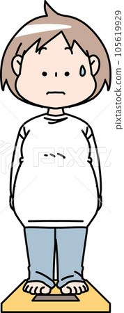 Obese woman on the scale Obese woman on the scale 105619929