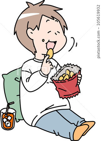 obese man snacking 105619932