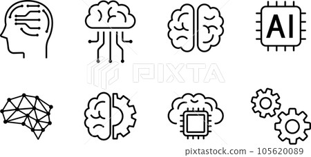 Line drawing ai image icon set 105620089
