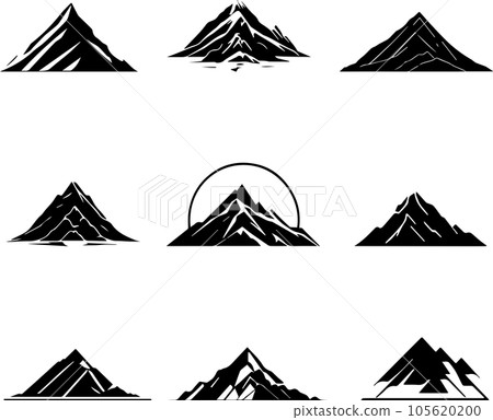 Mountain silhouette that can be used for logo _ 9 types _ black 105620200