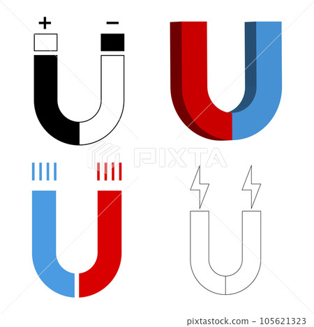 Magnet Icon. Horseshoe Magnetic. Physics Element Symbol. 105621323