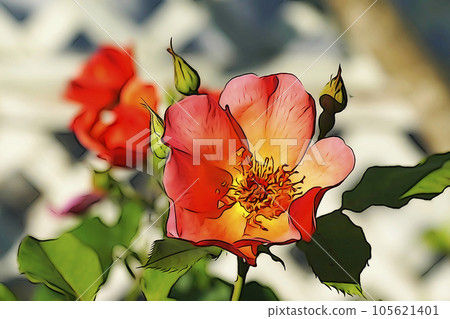 Pastel style "single rose flower" illustration image Pastel style "single rose flower" illustration image 105621401