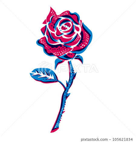 Red Rose with Stem Risograph Red Rose with Stem Risograph 105621834