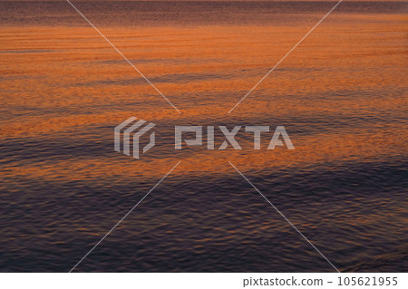 Calm on sea in early morning at sunrise, close-up, tourist concept of vacation 105621955