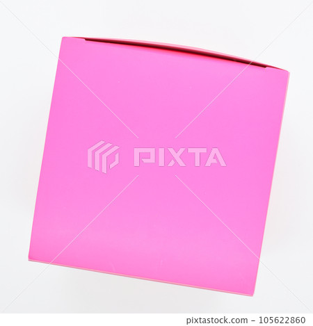pink paper box on white background, beautiful package for design pink paper box on white background, beautiful package for design 105622860