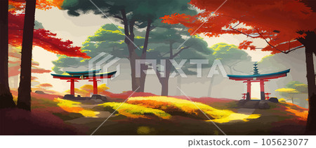 Torii, Japanese shrine gate. Vector illustration wooden Japanese Torii gate Torii, Japanese shrine gate. Vector illustration wooden Japanese Torii gate 105623077