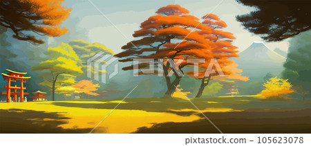 Torii, Japanese shrine gate. Vector illustration wooden Japanese Torii gate Torii, Japanese shrine gate. Vector illustration wooden Japanese Torii gate 105623078