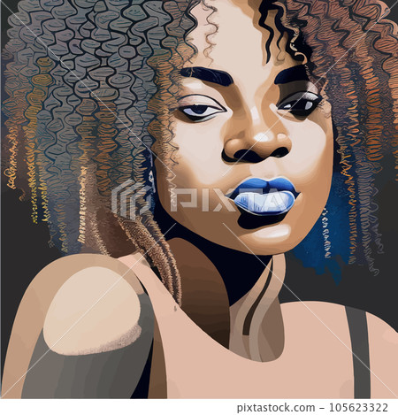 Black Afro African American girl woman lady vector illustration portrait 105623322
