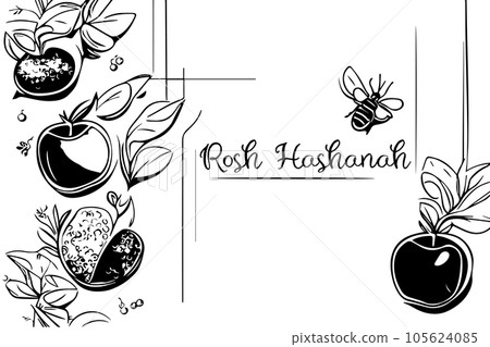 Sketch Rosh Hashanah greeting card. Shana Tova, Jewish New Year holiday. Honey Sketch Rosh Hashanah greeting card. Shana Tova, Jewish New Year holiday. Honey 105624085